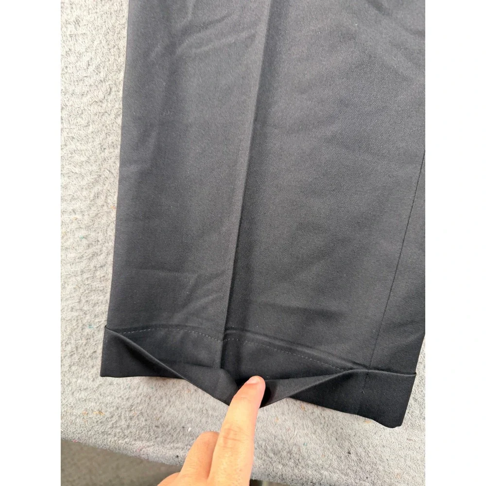 Santorelli Romeo Dress Pants Men 36x28 Black Wool Luxury Serge Italy Cuffed Flat